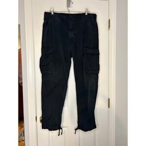 American Eagle Flex Cargo Pants Mens 34x30 Black Utility Drawstring Hem